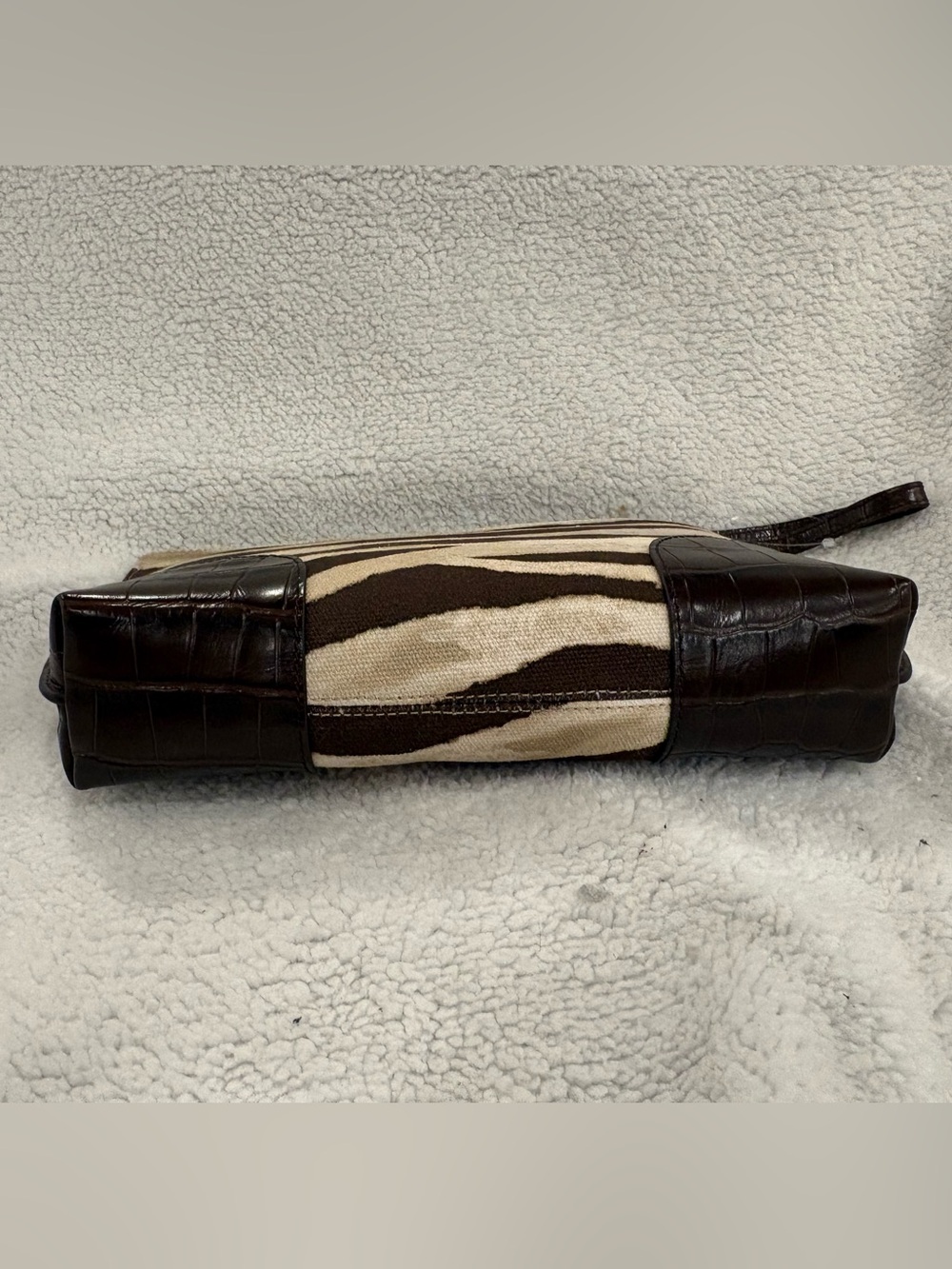 Ralph Lauren Zebra-Print Canvas & Leather Large Pouch NWT - Picture 3 of 6